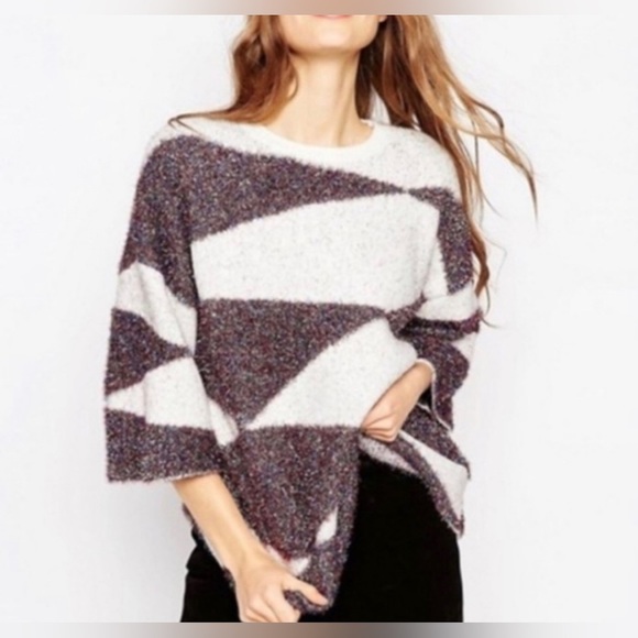 Anthropologie Sweaters - Anthropologie Moth Sparkling Geo Tinsel Sweater Size XL